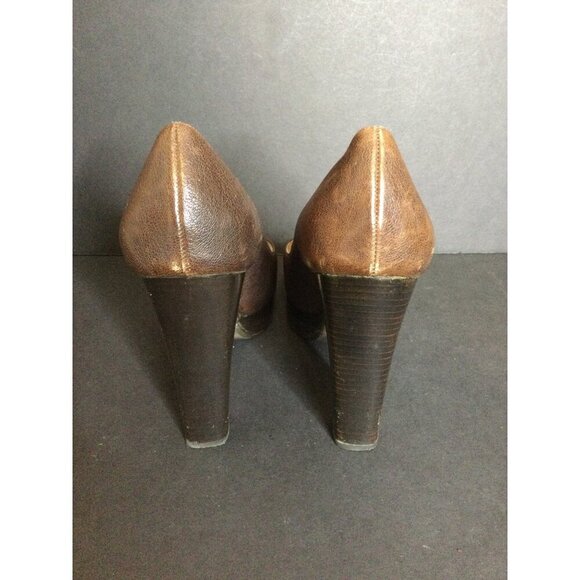Michael Kors Womens Brown Leather Peep Toe Platform Pumps Size 9.5 M Shoes - Picture 5 of 9